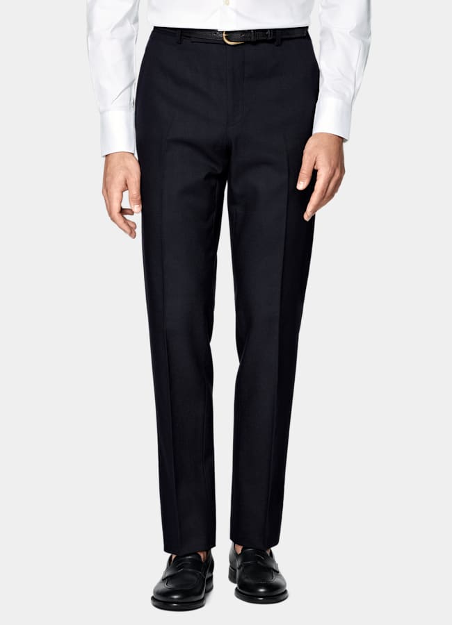 SUITSUPPLY All season Knitterfreie 4fach-Schurwolle von Rogna, Italien Havana Anzug navy Tailored Fit