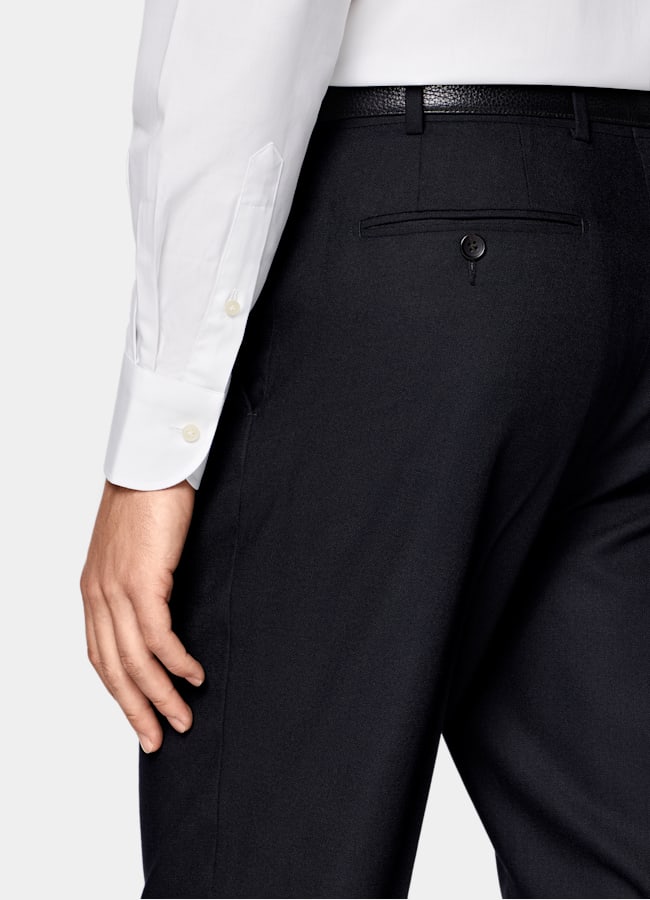 SUITSUPPLY All season Knitterfreie 4fach-Schurwolle von Rogna, Italien Havana Anzug navy Tailored Fit