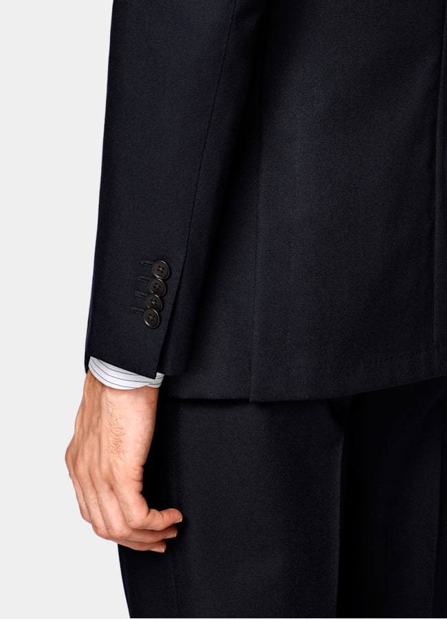 SUITSUPPLY All Season Lana de 4 cabos sin arrugas de Rogna, Italia Traje Havana azul marino corte Tailored