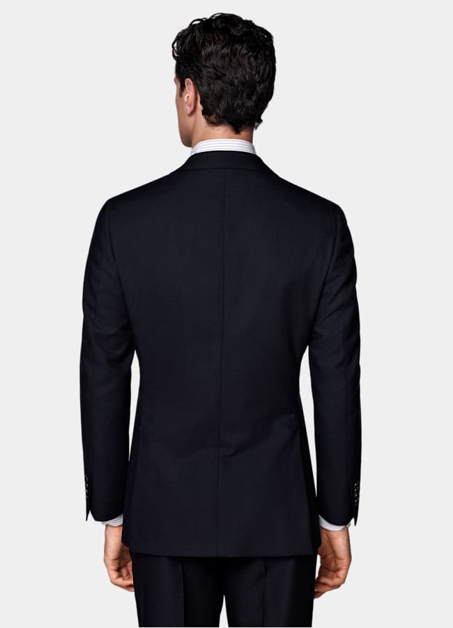 SUITSUPPLY All Season Lana de 4 cabos sin arrugas de Rogna, Italia Traje Havana azul marino corte Tailored