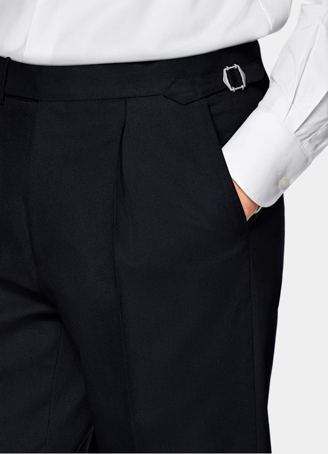 SUITSUPPLY All Season Wrinkle-Free 4-Ply Wool by Rogna, Italy Navy Tailored Fit Havana Suit