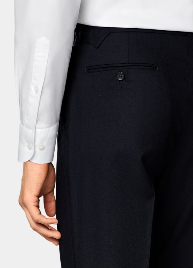 SUITSUPPLY All Season Wrinkle-Free 4-Ply Wool by Rogna, Italy Navy Tailored Fit Havana Suit