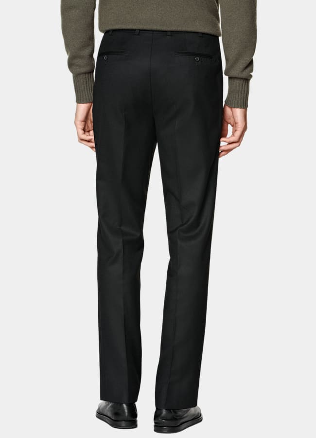 SUITSUPPLY Winter Pure S120's Wool Flannel by Vitale Barberis Canonico, Italy Black Relaxed Fit Roma Suit