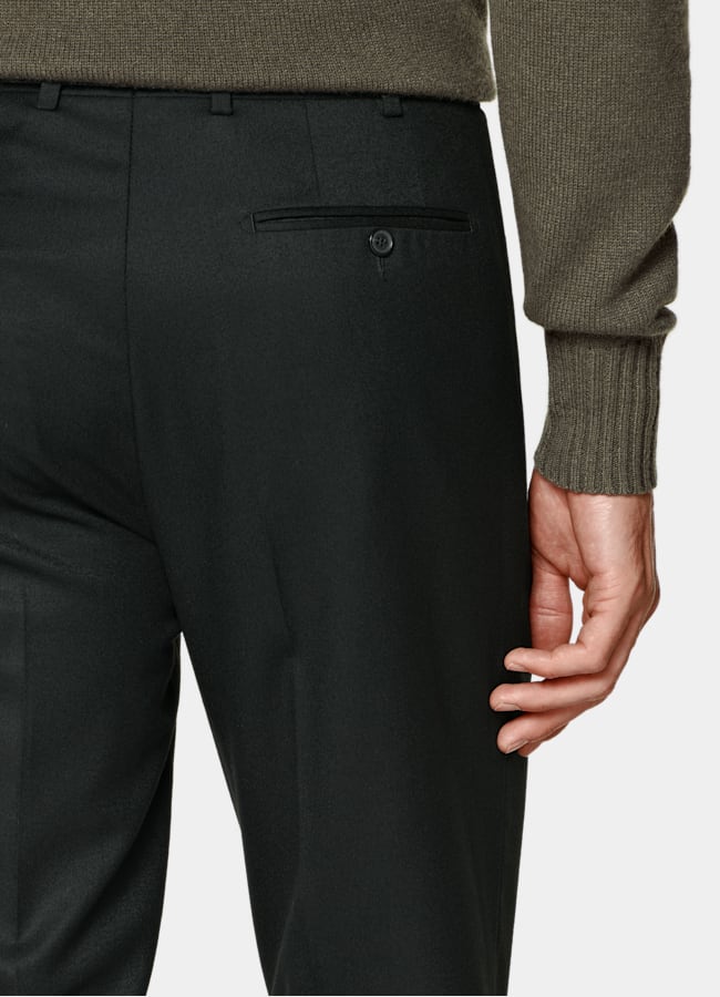 SUITSUPPLY Winter Pure S120's Wool Flannel by Vitale Barberis Canonico, Italy Black Relaxed Fit Roma Suit