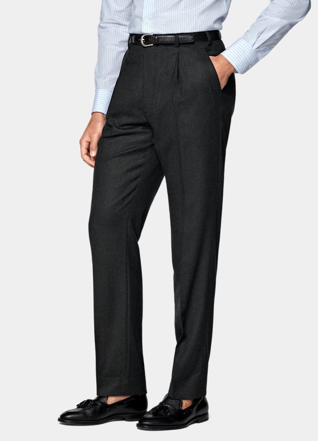 SUITSUPPLY Invierno Franela de pura lana S120s de Vitale Barberis Canonico, Italia Traje Havana gris oscuro corte Tailored