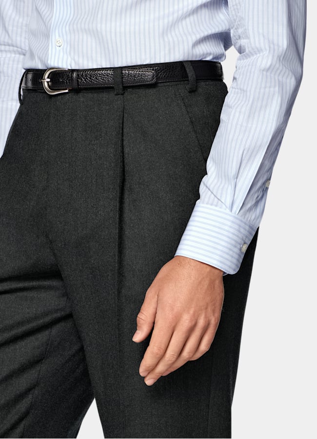 SUITSUPPLY Invierno Franela de pura lana S120s de Vitale Barberis Canonico, Italia Traje Havana gris oscuro corte Tailored