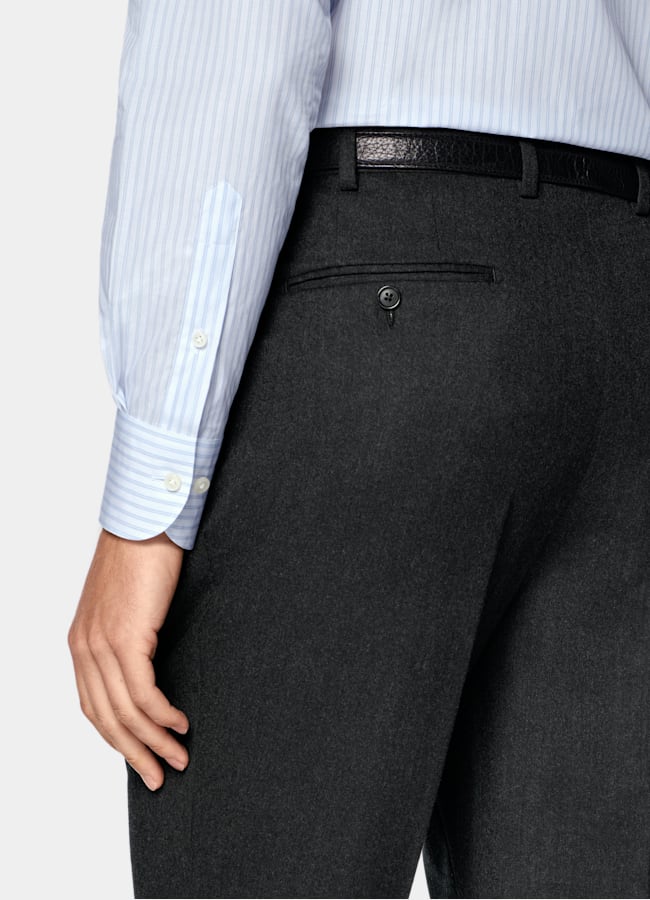 SUITSUPPLY Invierno Franela de pura lana S120s de Vitale Barberis Canonico, Italia Traje Havana gris oscuro corte Tailored