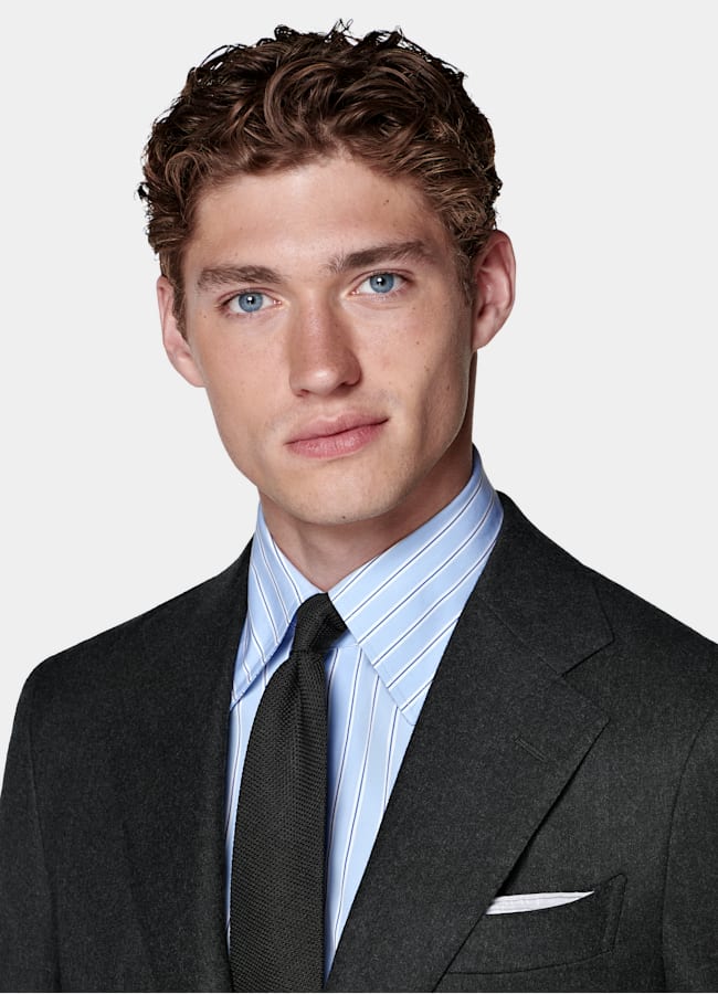 SUITSUPPLY Winter Pure S120's Flannel Wool by Vitale Barberis Canonico, Italy Dark Grey Tailored Fit Havana Suit