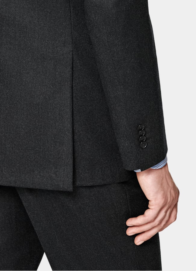 SUITSUPPLY Winter Pure S120's Flannel Wool by Vitale Barberis Canonico, Italy Dark Grey Tailored Fit Havana Suit