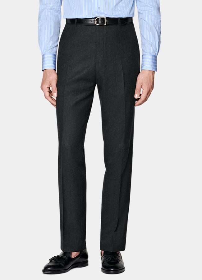 SUITSUPPLY Winter Pure S120's Flannel Wool by Vitale Barberis Canonico, Italy Dark Grey Tailored Fit Havana Suit