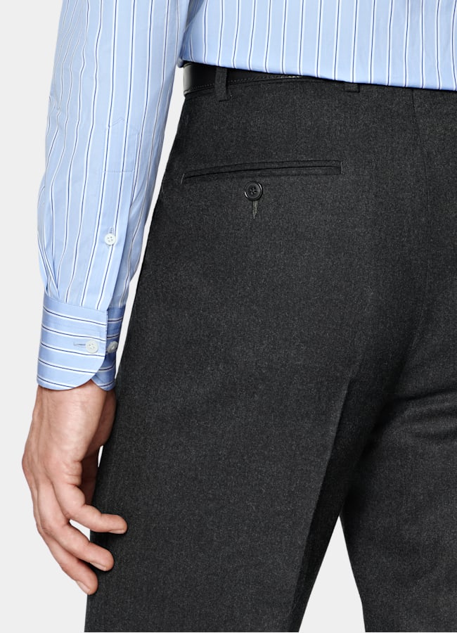 SUITSUPPLY Winter Pure S120's Flannel Wool by Vitale Barberis Canonico, Italy Dark Grey Tailored Fit Havana Suit