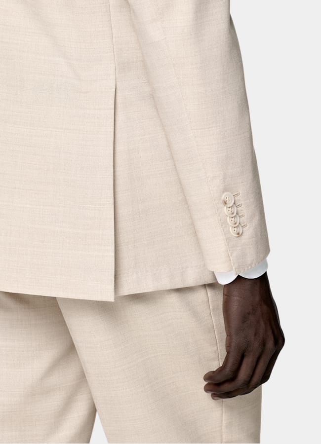 SUITSUPPLY All Season Wrinkle-Free 4-Ply Wool by Rogna, Italy Sand Tailored Fit Havana Suit