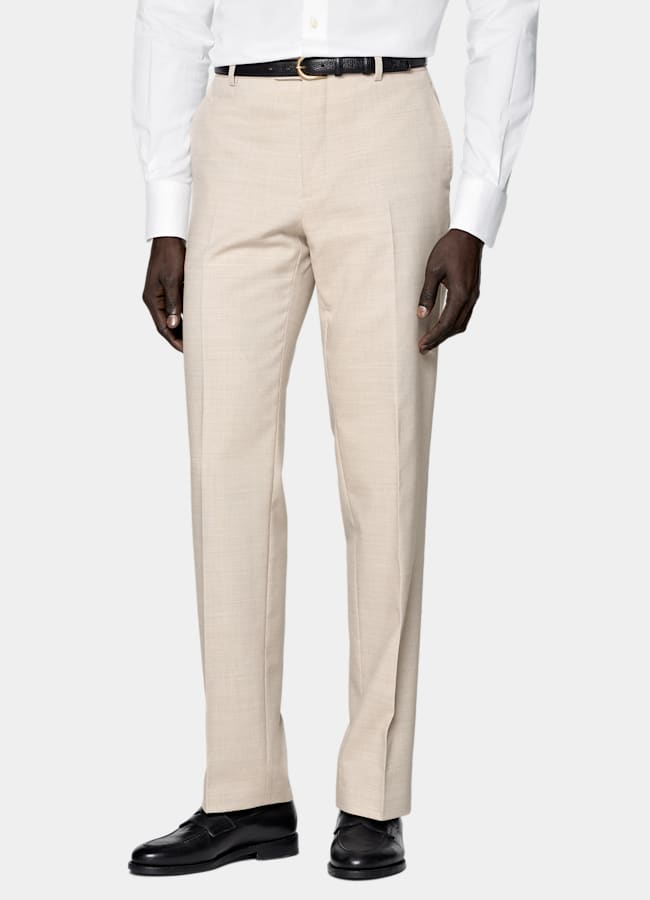 SUITSUPPLY All Season Wrinkle-Free 4-Ply Wool by Rogna, Italy Sand Tailored Fit Havana Suit