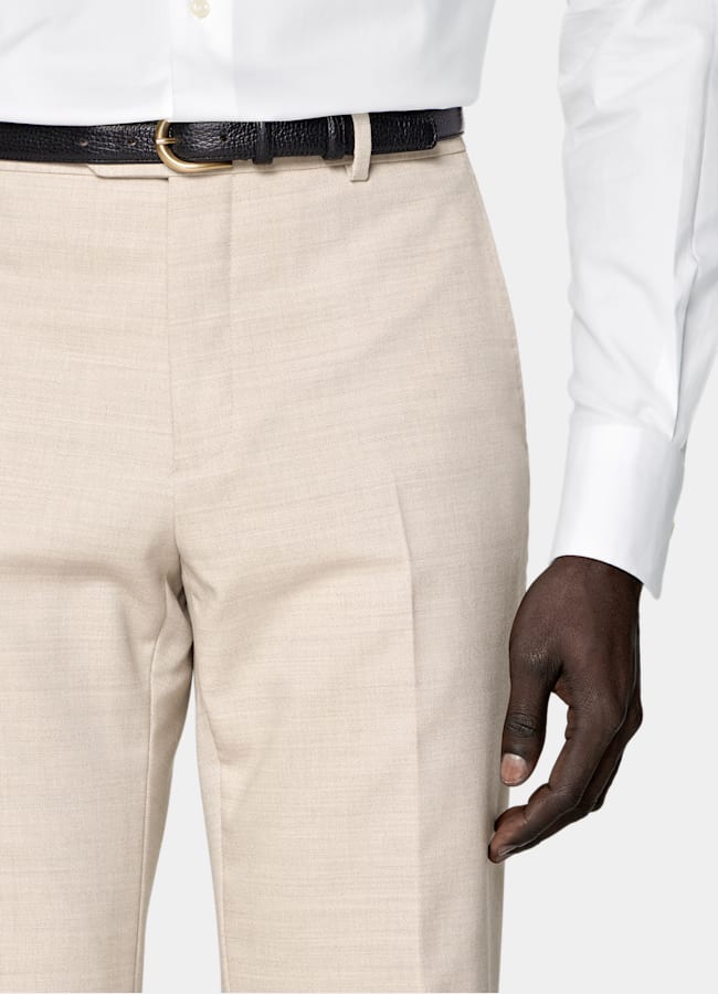 SUITSUPPLY All Season Wrinkle-Free 4-Ply Wool by Rogna, Italy Sand Tailored Fit Havana Suit