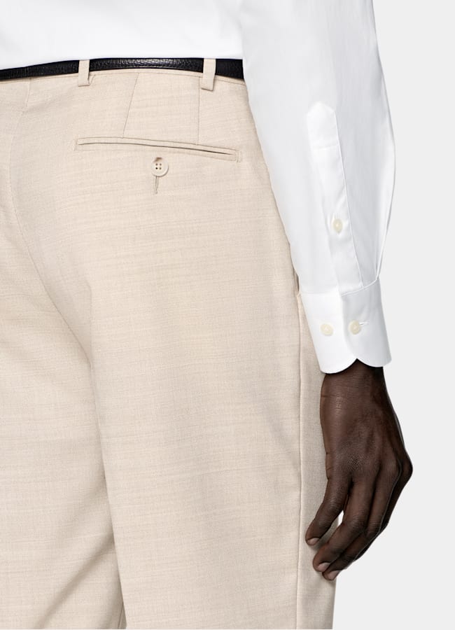 SUITSUPPLY All Season Wrinkle-Free 4-Ply Wool by Rogna, Italy Sand Tailored Fit Havana Suit