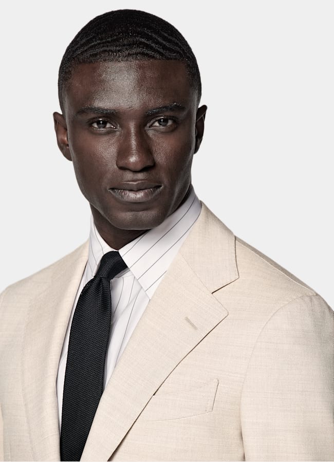 SUITSUPPLY All Season Wrinkle-Free 4-Ply Wool by Rogna, Italy Sand Tailored Fit Havana Suit