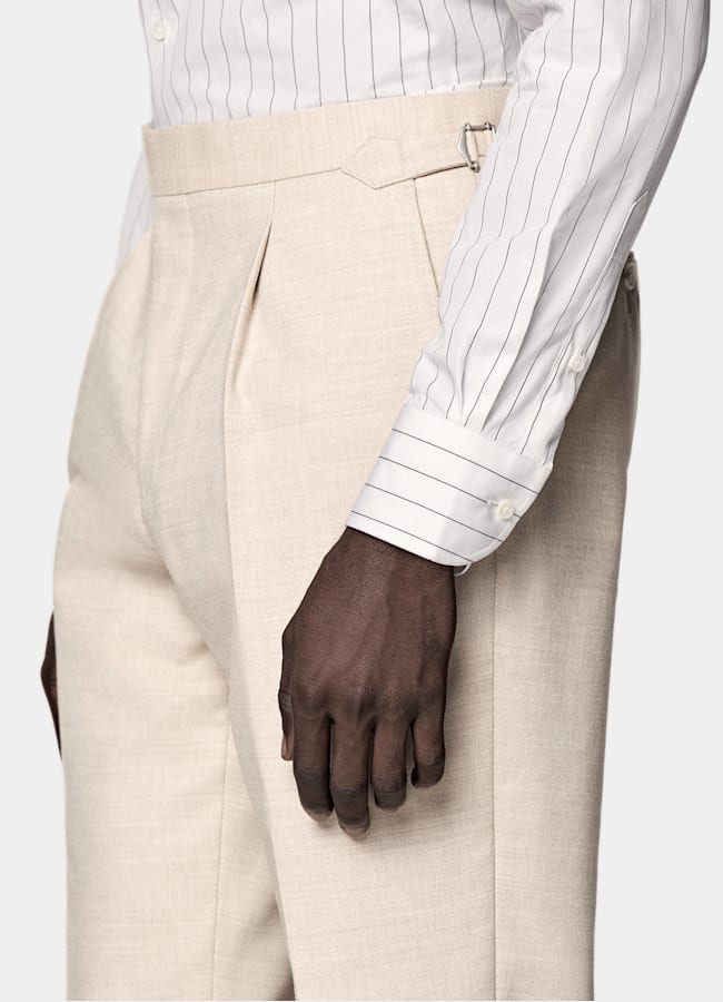 SUITSUPPLY All Season Wrinkle-Free 4-Ply Wool by Rogna, Italy Sand Tailored Fit Havana Suit