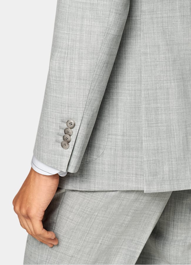 SUITSUPPLY All Season Pure S120's Tropical Wool by Vitale Barberis Canonico, Italy Light Grey Perennial Tailored Fit Havana Suit