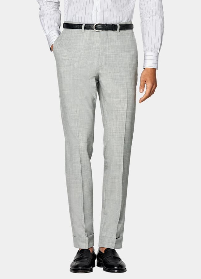 SUITSUPPLY All Season Pure S120's Tropical Wool by Vitale Barberis Canonico, Italy Light Grey Perennial Tailored Fit Havana Suit