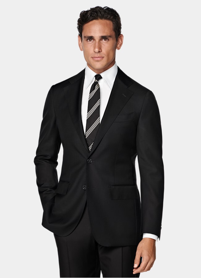 SUITSUPPLY All Season Pure S110's Wool by Vitale Barberis Canonico, Italy Black Tailored Fit Havana Suit