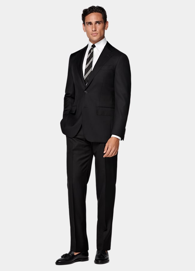 SUITSUPPLY All Season Pure S110's Wool by Vitale Barberis Canonico, Italy Black Tailored Fit Havana Suit