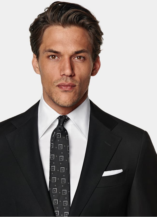 SUITSUPPLY All Season Pure S110's Wool by Vitale Barberis Canonico, Italy Black Tailored Fit Havana Suit