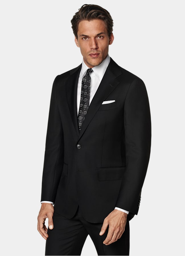 SUITSUPPLY All Season Pure S110's Wool by Vitale Barberis Canonico, Italy Black Tailored Fit Havana Suit