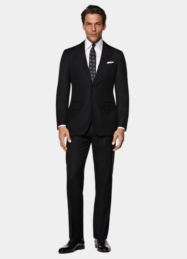 SUITSUPPLY All Season Pure S110's Wool by Vitale Barberis Canonico, Italy Black Tailored Fit Havana Suit