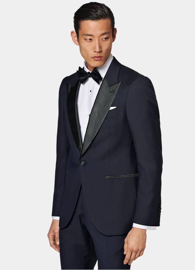 SUITSUPPLY All Season Pure S110's Wool by Vitale Barberis Canonico, Italy  Navy Tailored Fit Lazio Tuxedo