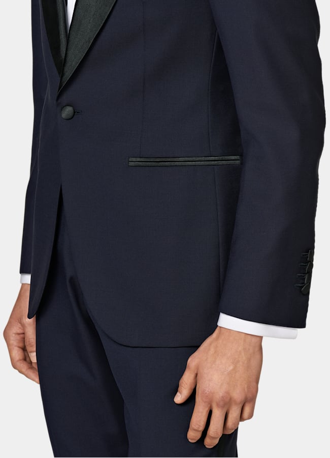 SUITSUPPLY All Season Pure S110's Wool by Vitale Barberis Canonico, Italy  Navy Tailored Fit Lazio Tuxedo