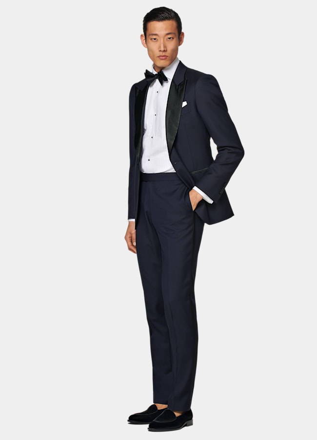SUITSUPPLY All Season Pure S110's Wool by Vitale Barberis Canonico, Italy  Navy Tailored Fit Lazio Tuxedo