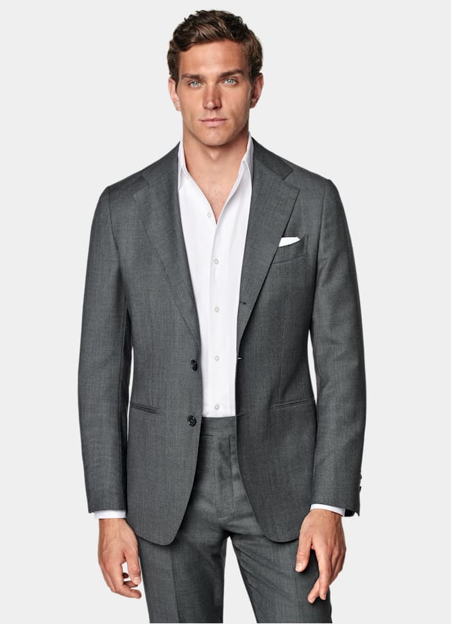 SUITSUPPLY All season Reine S130er Schurwolle von Reda, Italien  Havana Anzug dunkelgrau Tailored Fit