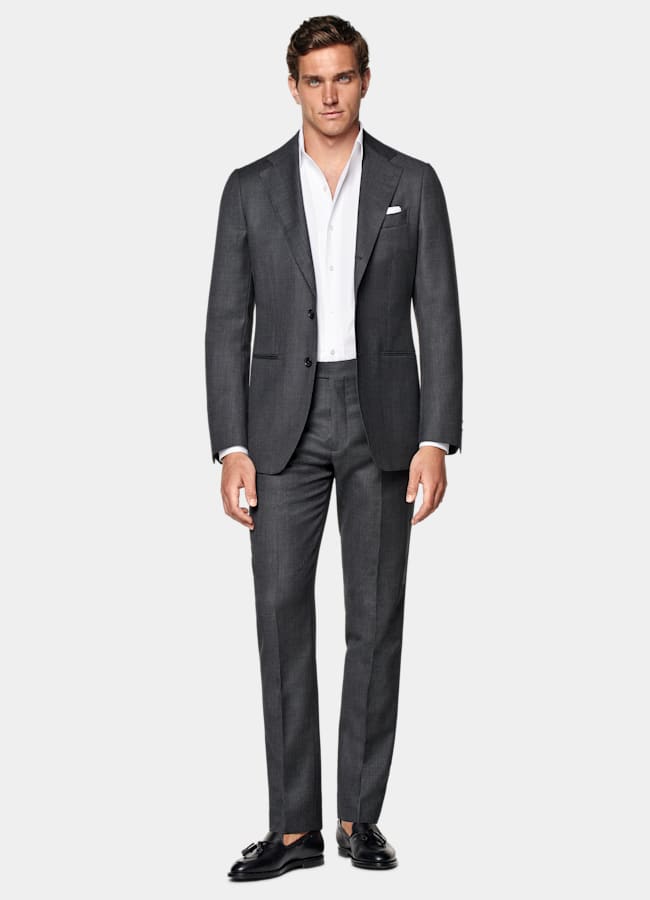 SUITSUPPLY All season Reine S130er Schurwolle von Reda, Italien  Havana Anzug dunkelgrau Tailored Fit