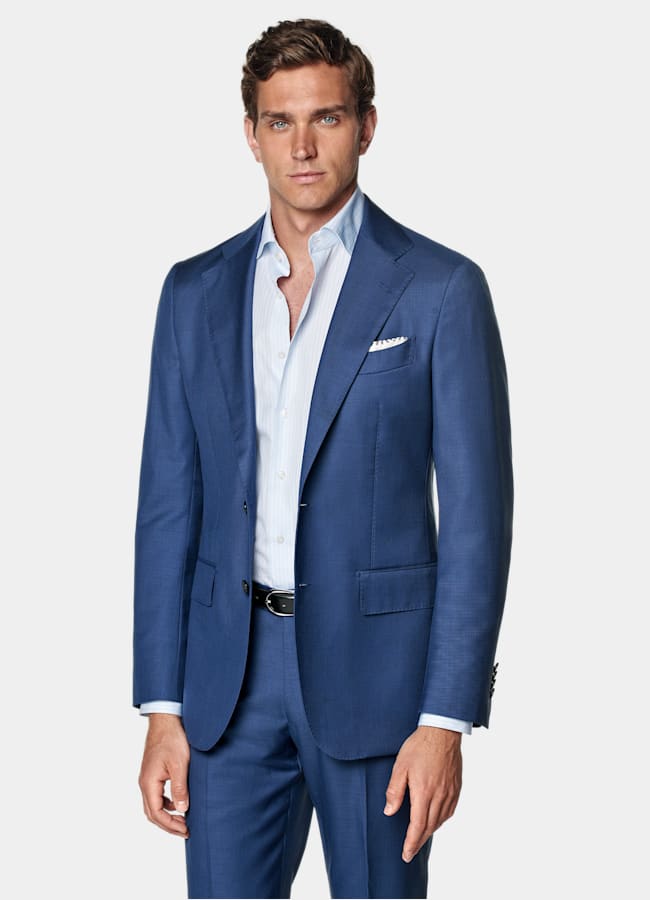 SUITSUPPLY All season Reine Schurwolle S110's von Vitale Barberis Canonico, Italien Havana Anzug mittelblau Tailored Fit