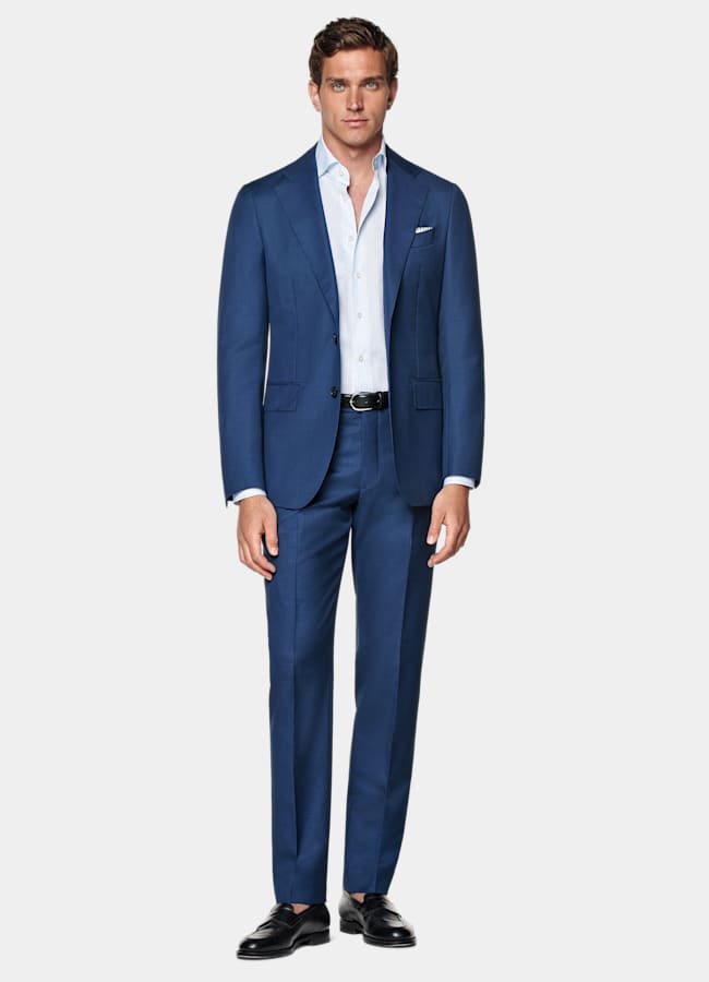 SUITSUPPLY All season Reine Schurwolle S110's von Vitale Barberis Canonico, Italien Havana Anzug mittelblau Tailored Fit