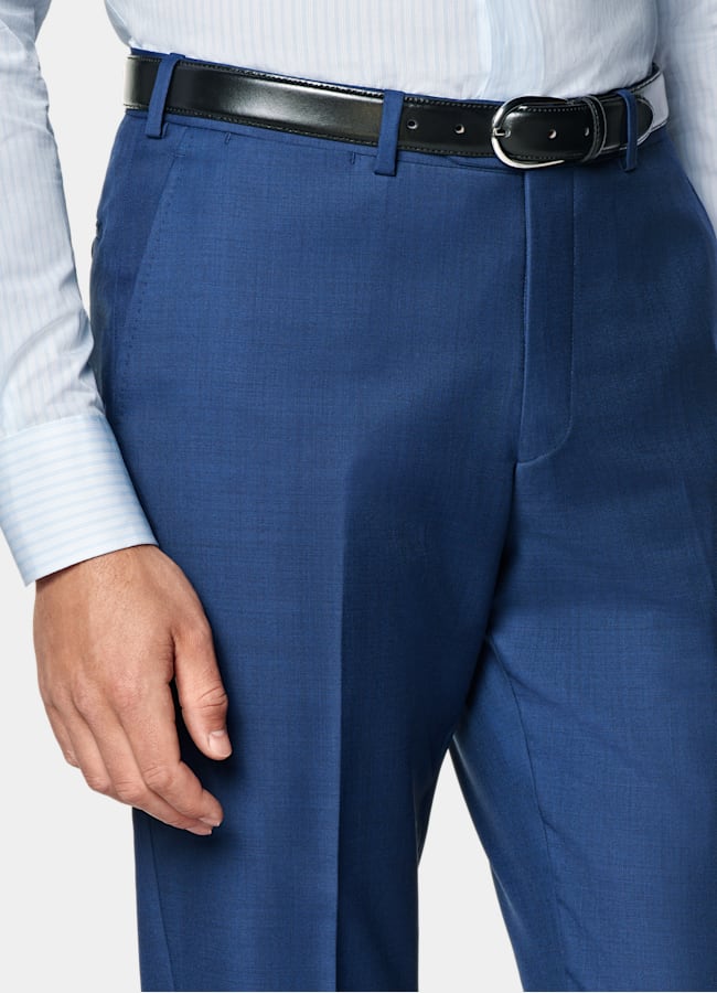 SUITSUPPLY All season Reine Schurwolle S110's von Vitale Barberis Canonico, Italien Havana Anzug mittelblau Tailored Fit