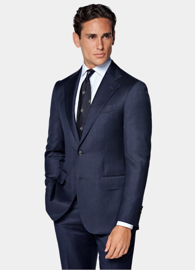 SUITSUPPLY All Season Pure S110's Wool by Vitale Barberis Canonico, Italy Mid Blue Tailored Fit Havana Suit