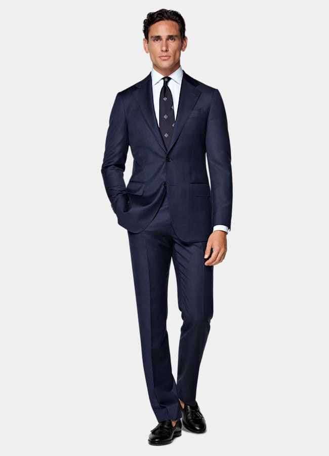 SUITSUPPLY All Season Pure S110's Wool by Vitale Barberis Canonico, Italy Mid Blue Tailored Fit Havana Suit