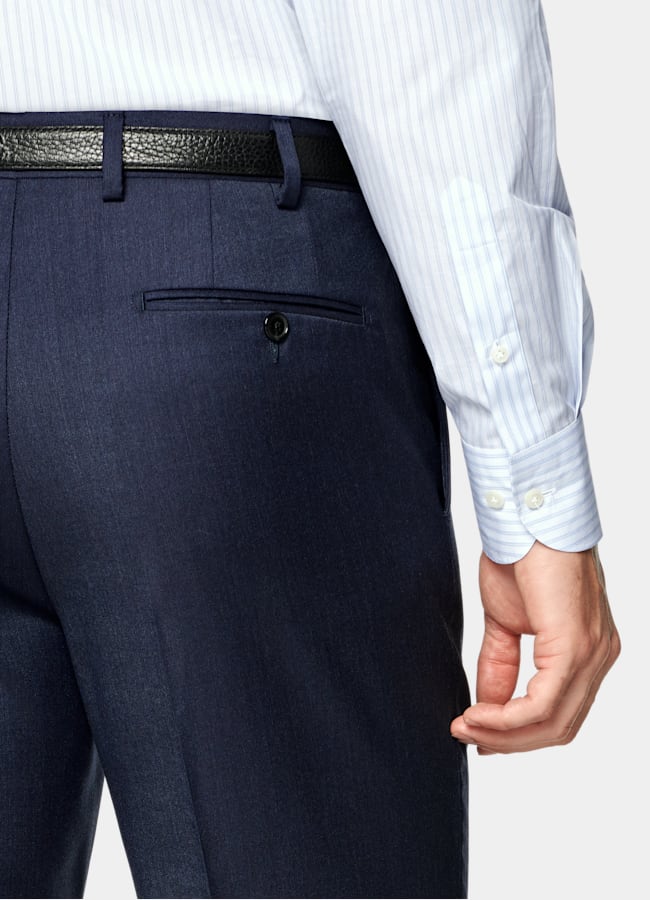 SUITSUPPLY All Season Pure S110's Wool by Vitale Barberis Canonico, Italy Mid Blue Tailored Fit Havana Suit