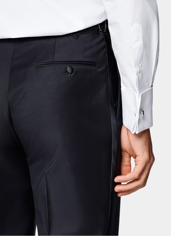 SUITSUPPLY All Season Pure S110's Wool by Vitale Barberis Canonico, Italy Navy Tailored Fit Havana Tuxedo