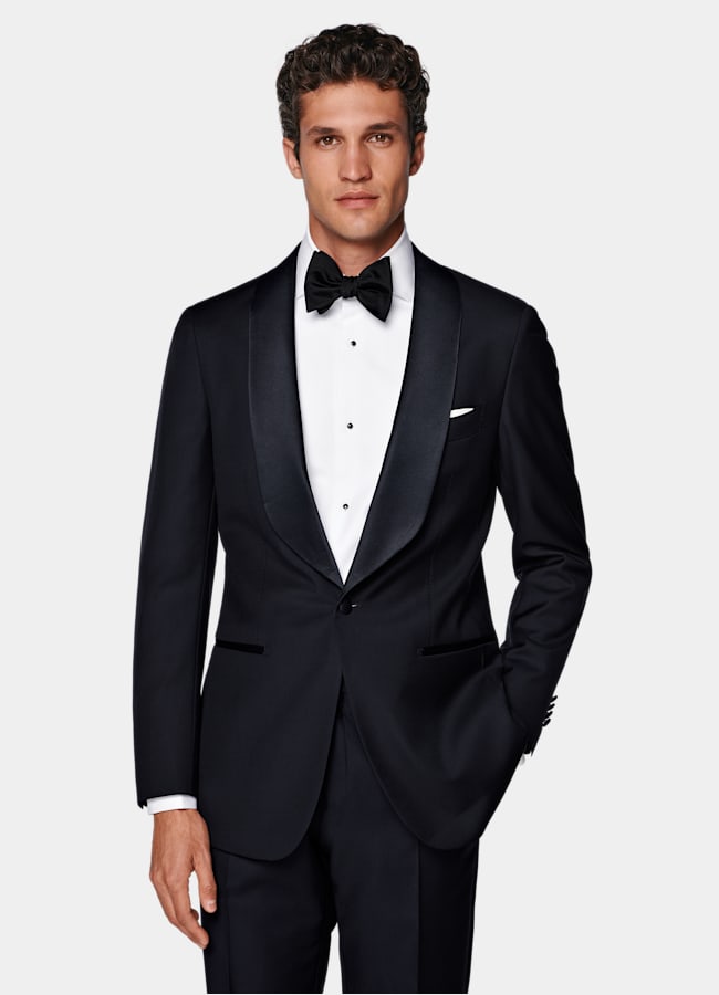SUITSUPPLY All Season Pure S110's Wool by Vitale Barberis Canonico, Italy Navy Tailored Fit Havana Tuxedo