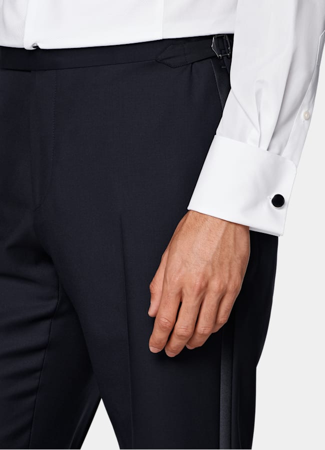 SUITSUPPLY All Season Pure S110's Wool by Vitale Barberis Canonico, Italy Navy Tailored Fit Havana Tuxedo