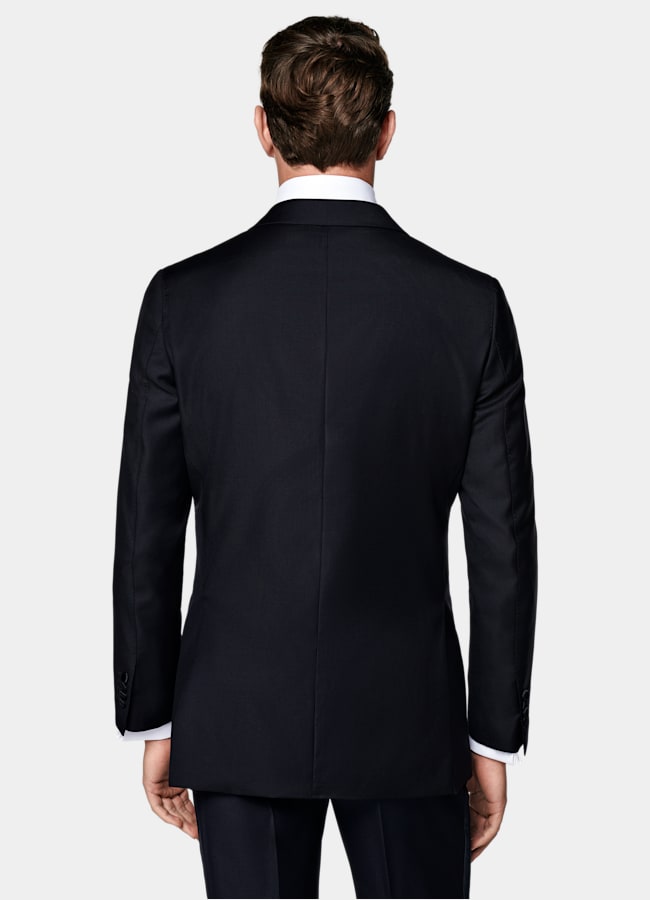 SUITSUPPLY All Season Ren S110's-ull från Vitale Barberis Canonico, Italien Havana marinblå smoking med tailored fit