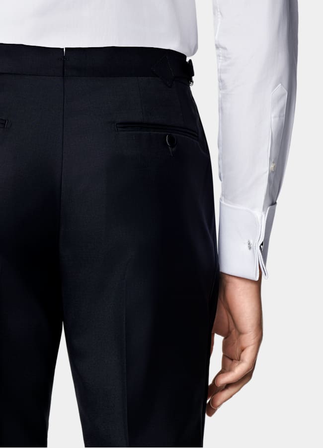 SUITSUPPLY All Season Ren S110's-ull från Vitale Barberis Canonico, Italien Havana marinblå smoking med tailored fit