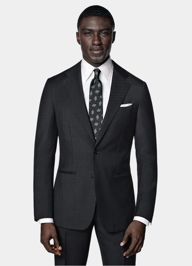 SUITSUPPLY All Season Pure Wool by Reda, Italy Dark Grey Perennial Tailored Fit Havana Suit