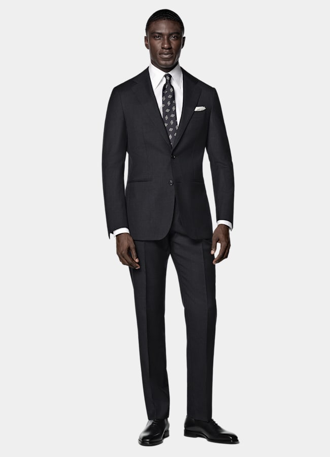 SUITSUPPLY All Season Pure Wool by Reda, Italy Dark Grey Perennial Tailored Fit Havana Suit