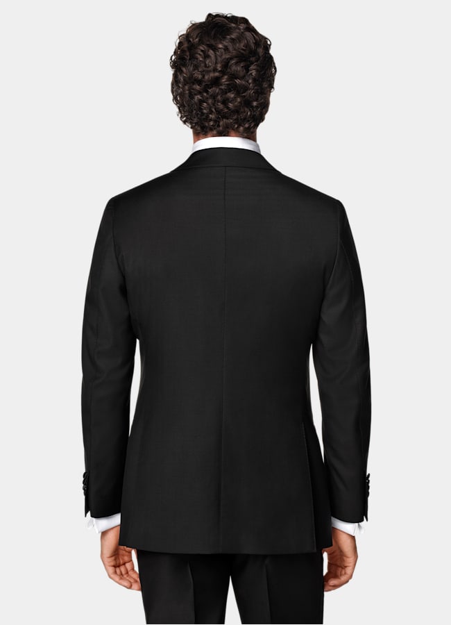 SUITSUPPLY All Season Pure S110's Wool by Vitale Barberis Canonico, Italy Black Three-Piece Tailored Fit Havana Tuxedo