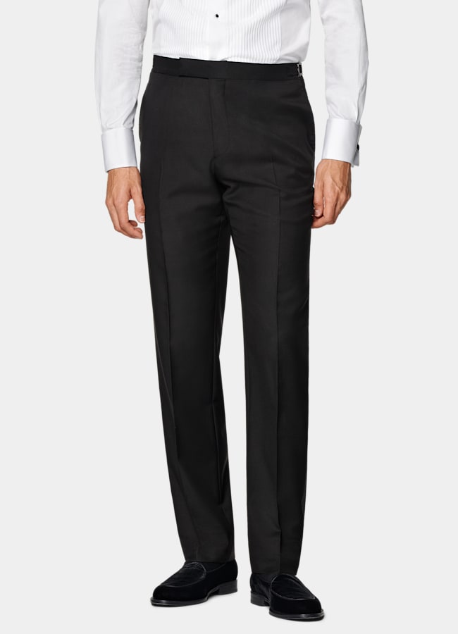 SUITSUPPLY All Season Pure S110's Wool by Vitale Barberis Canonico, Italy Black Three-Piece Tailored Fit Havana Tuxedo