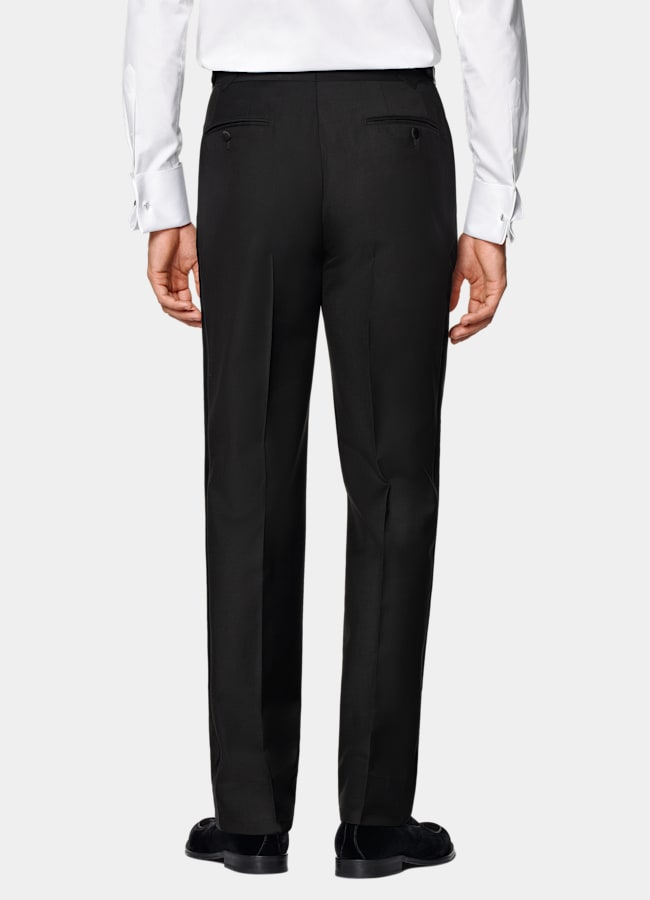 SUITSUPPLY All Season Pure S110's Wool by Vitale Barberis Canonico, Italy Black Three-Piece Tailored Fit Havana Tuxedo