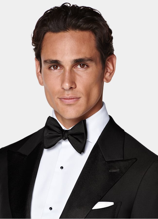 SUITSUPPLY All Season Pure S110's Wool by Vitale Barberis Canonico, Italy Black Tailored Fit Havana Tuxedo